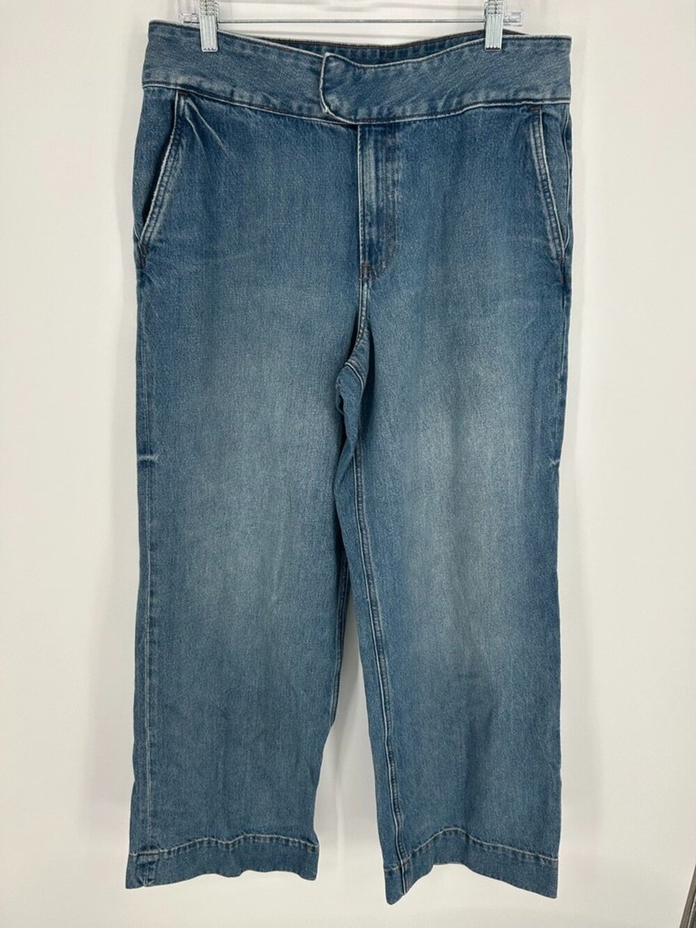 Express Wide Leg Jeans 14R High Rise Blue Denim 90s Retro Casual Model Off Duty